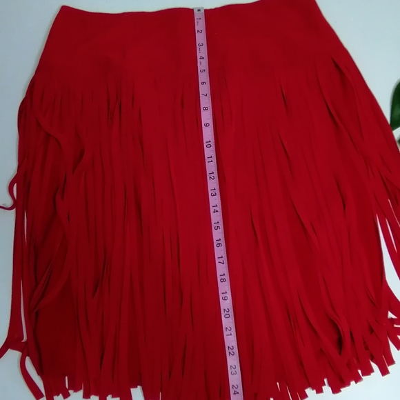 Lane Bryant Women's chiffon fringe skirt Red Size 14 - Picture 6 of 8
